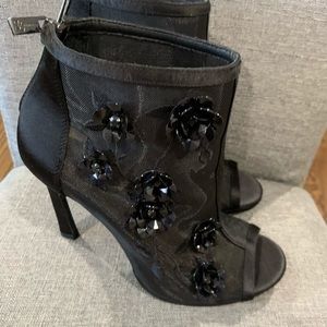Never worn black satin peep toe bootie